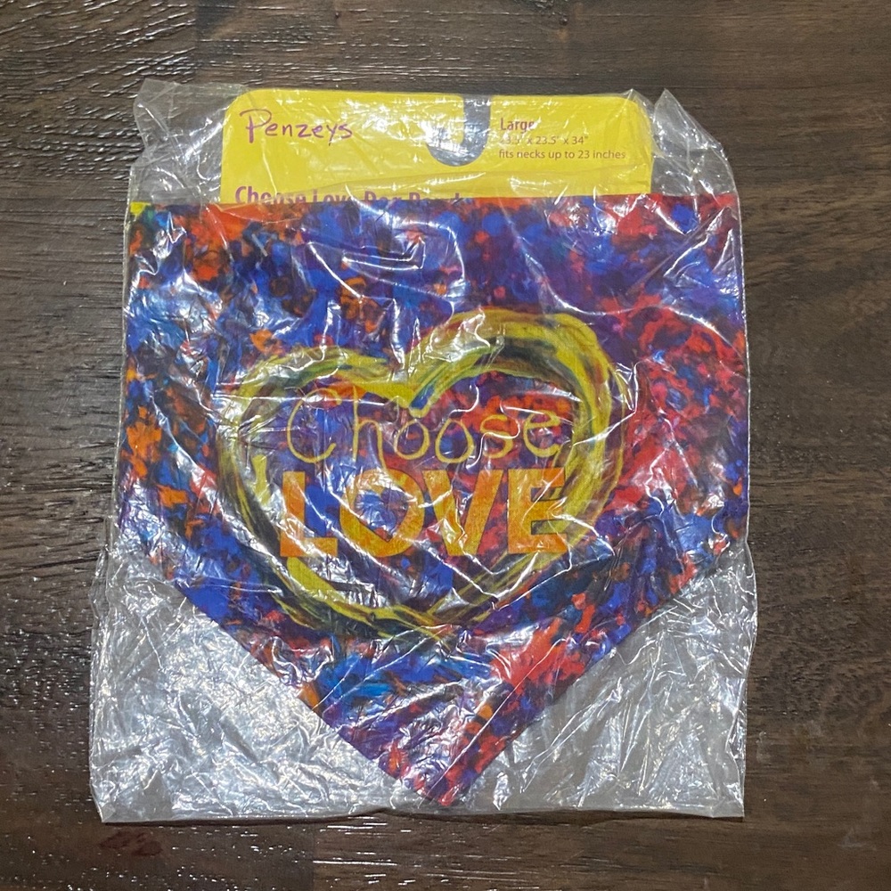 Colorful Choose Love Dog Bandana Large Penzeys NWT